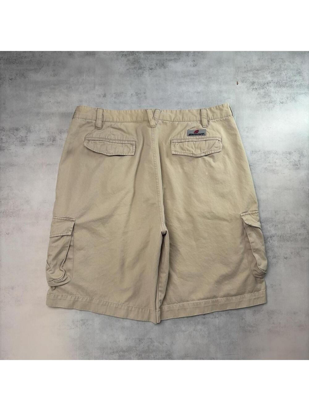 Y2K Beige Sideout Surf Grunge Skater Baggy Cargo Skater Shorts